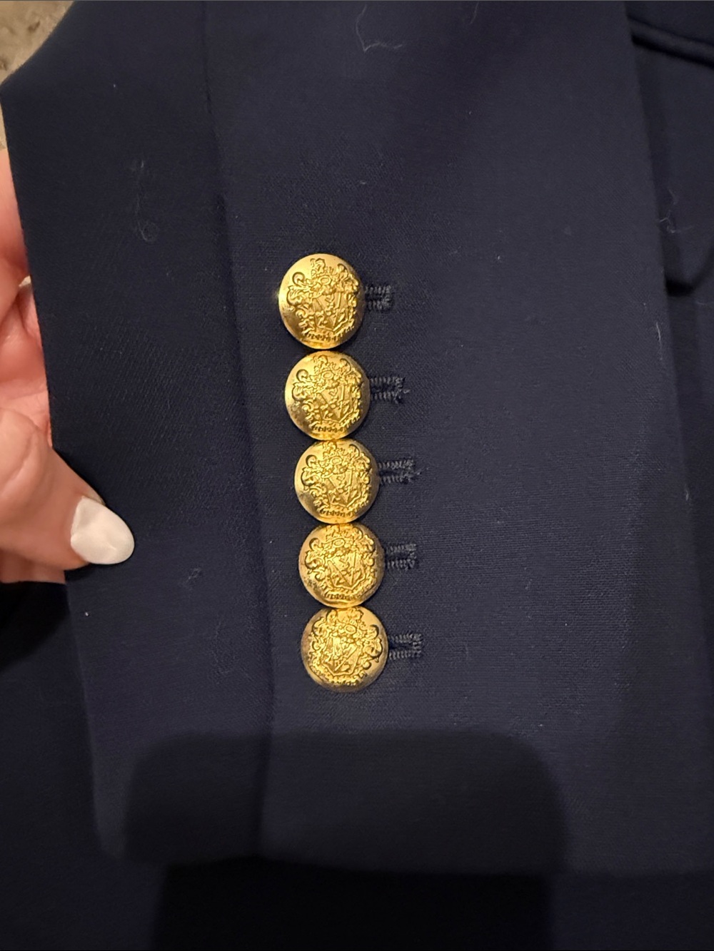 Veronica Beard Navy Double-Breasted Miller Dickey Blazer with Gold-Tone Buttons - Picture 3 of 7